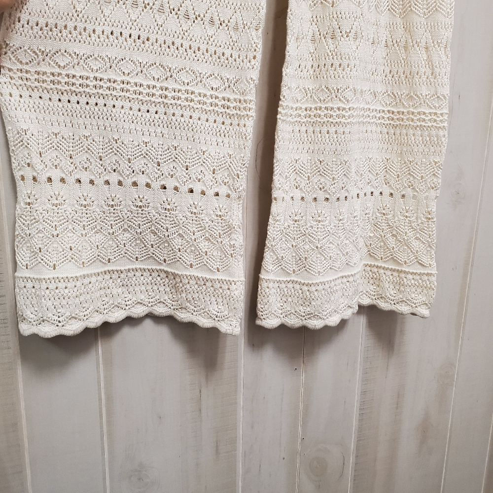 NWT Miou Muse Crochet Pants SOFT Knit Eyelet Neutral Ivory - Picture 7 of 14